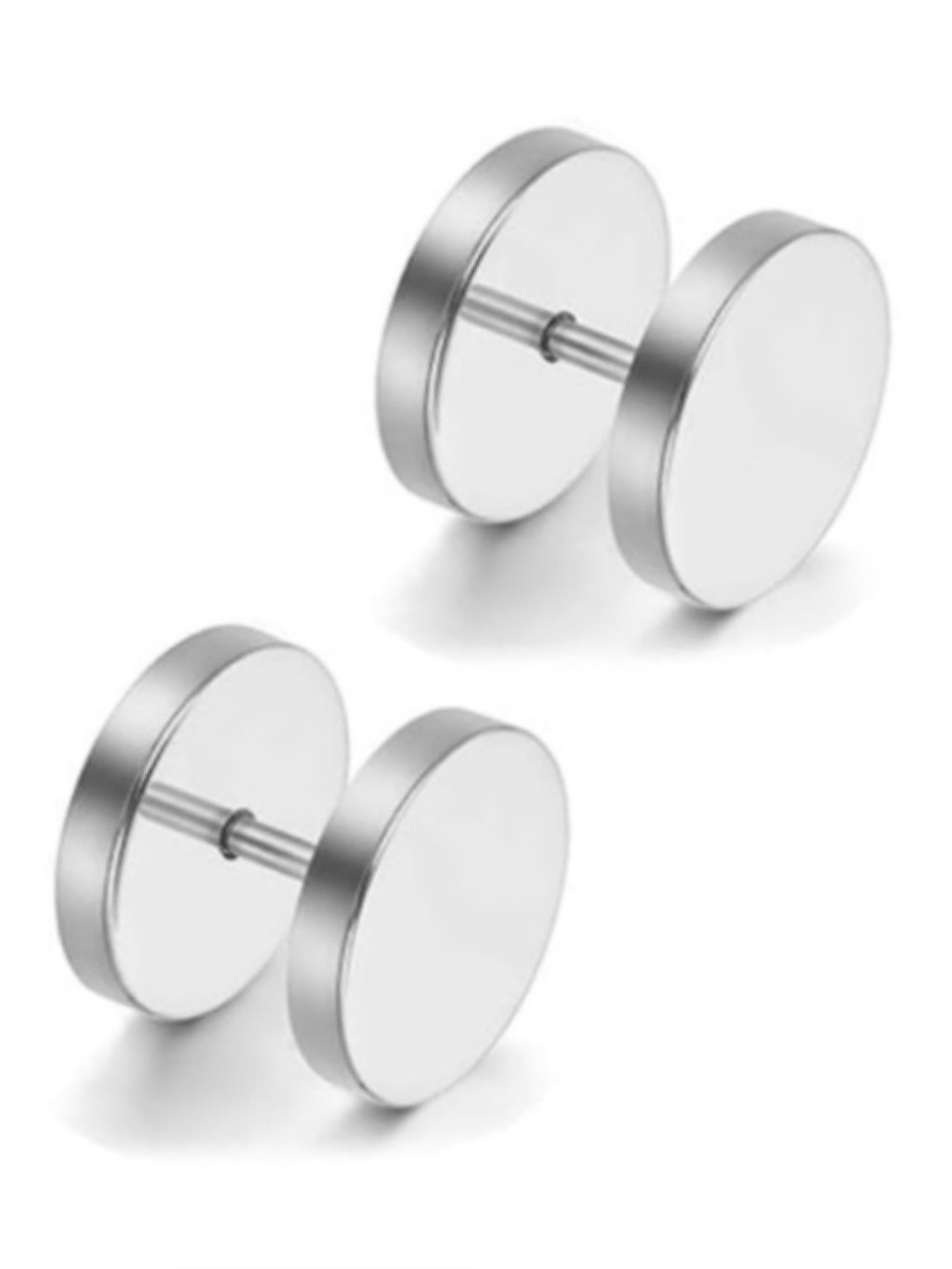 Stainless Steel Faux Plug Stud Earrings 18G 10mm Disc Fake Gauges